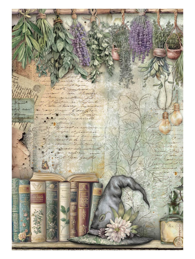 stamperia-carta-di-riso-a4-herbarium-silvae-libri-e-erbe