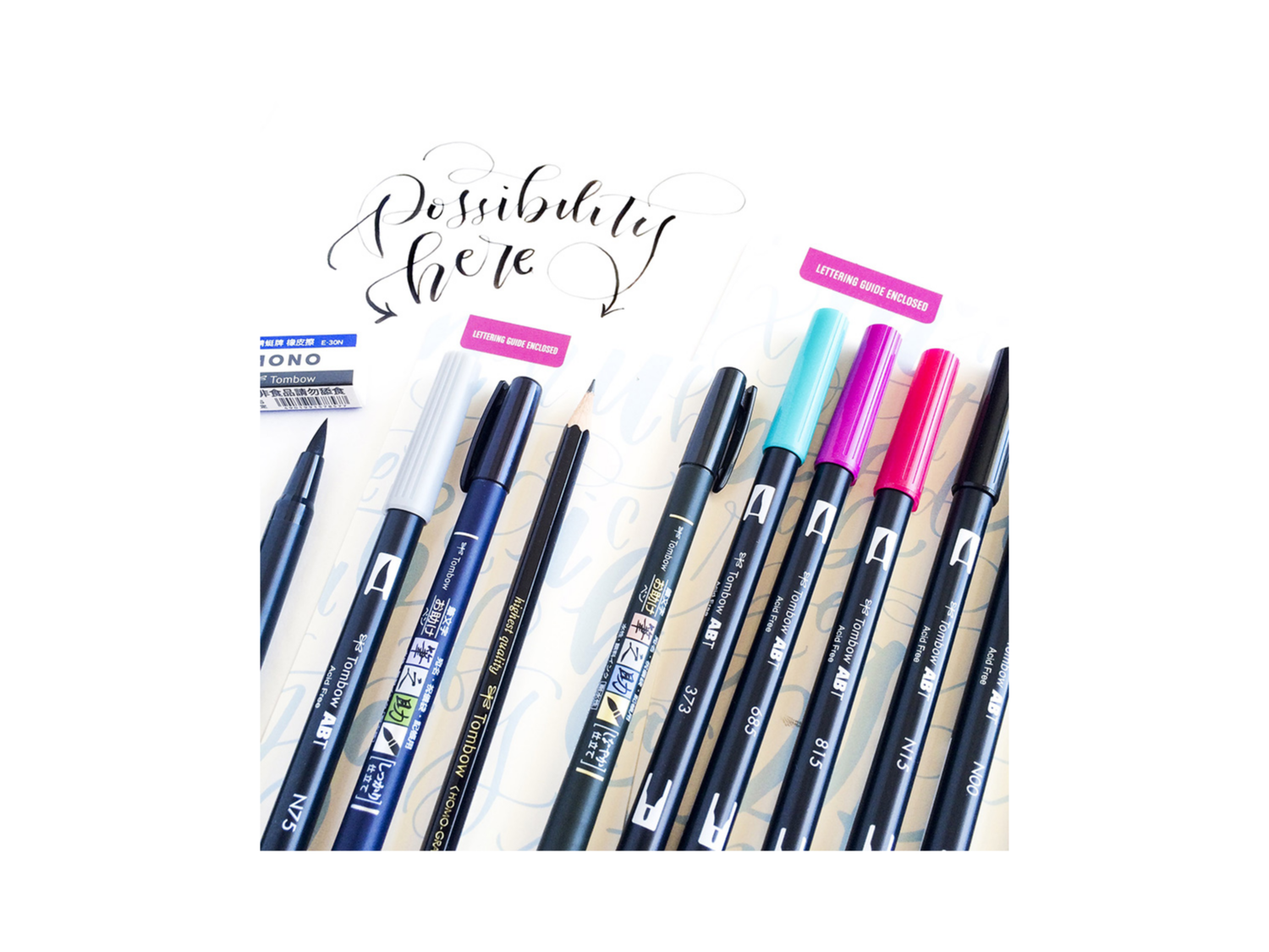 Tombow Advanced Lettering Set, Set con 4 Dual Brush Pens + accessori