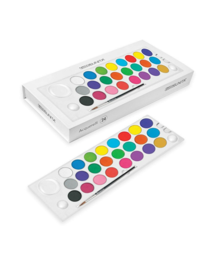 RATEL Set di colori ad acquerello, scatola acquerelli-48 pigmenti solidi+5  pennelli+20 carte +1Matita per acquerelli - solubili in acqua e facili da  miscelare Set di colori ad acquerello : : Casa e