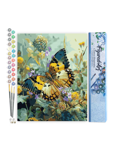 Paint by numbers - Foglio di tela predisegnato 40 cm x 50 cm | Farfalla Janetta in foresta