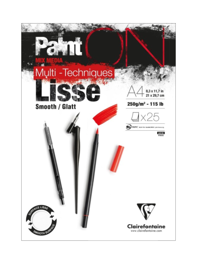 Paint ON Mix media A4 | Album Multi-tecnica con fogli lisci bianchi - 250 gr