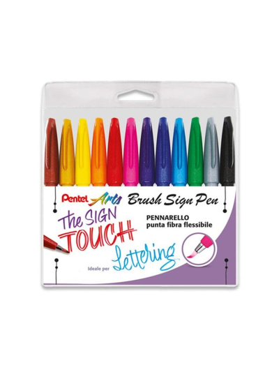 Brush Sign Pen | Set 12 Pennarelli con punta in fibra flessibile