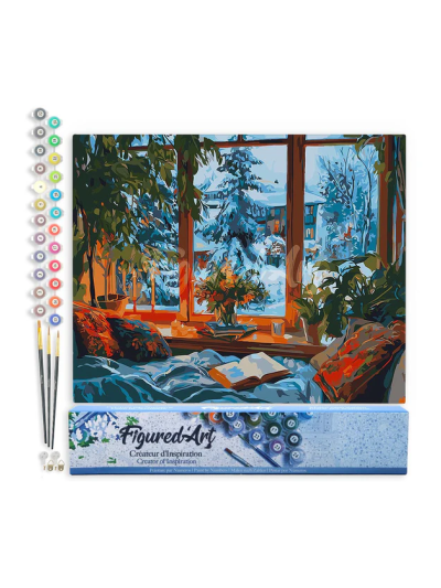 Paint by numbers - Foglio di tela predisegnato 40 cm x 50 cm | Sera d inverno accogliente