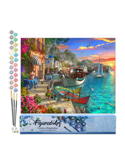 Paint by numbers - Foglio di tela predisegnato 40 cm x 50 cm | Porto fiorito