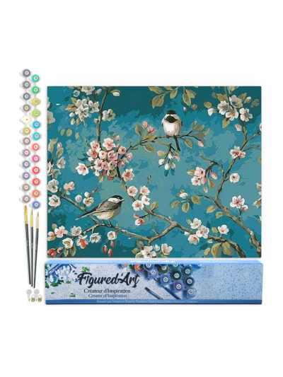 Paint by numbers - Foglio di tela predisegnato 40 cm x 50 cm | Fiori e uccelli 2