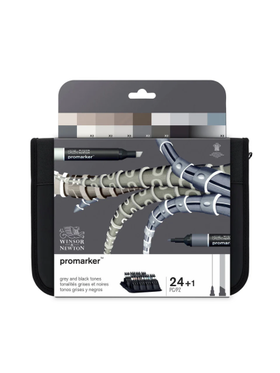 winsor-newton-trousse-da-promarker-24-black-greys-astuccio-nero-in-stoffa-con-24-promarker-toni-neri-e-grigi