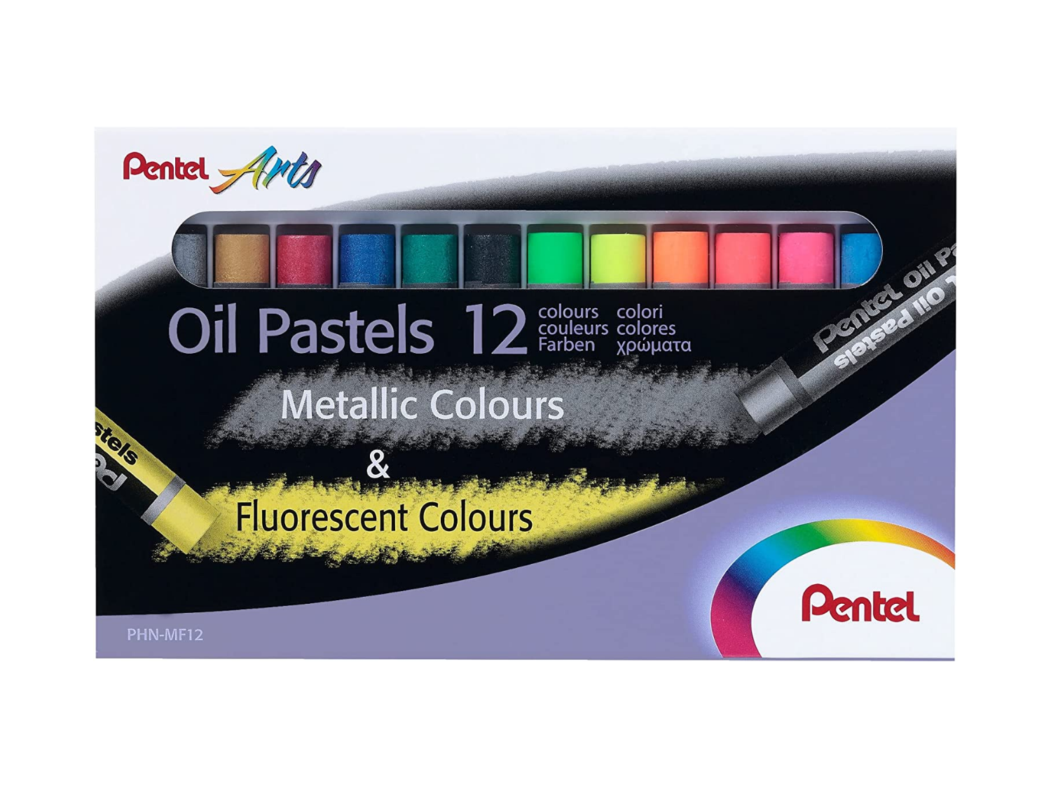 Pentel Oil pastels  12 pastelli ad olio morbidi fluorescenti e