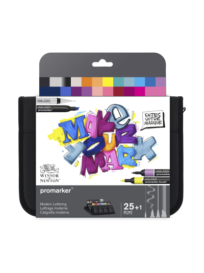 Promarker 24 Arts & Illustration | Astuccio nero in stoffa con 22 Promarker più accessori