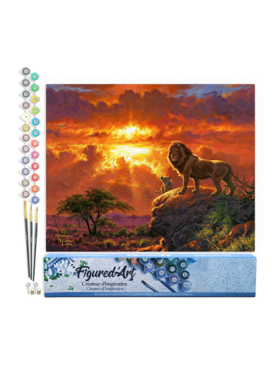 Paint by numbers - Foglio di tela predisegnato 40 cm x 50 cm | Leone al tramonto